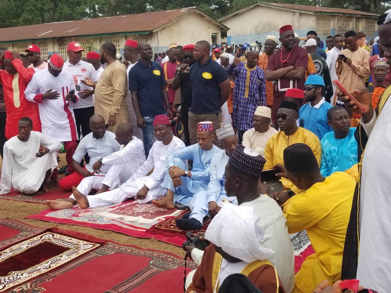 Samura Kamara Interacts with Kambia Muslims After Eid Prayers