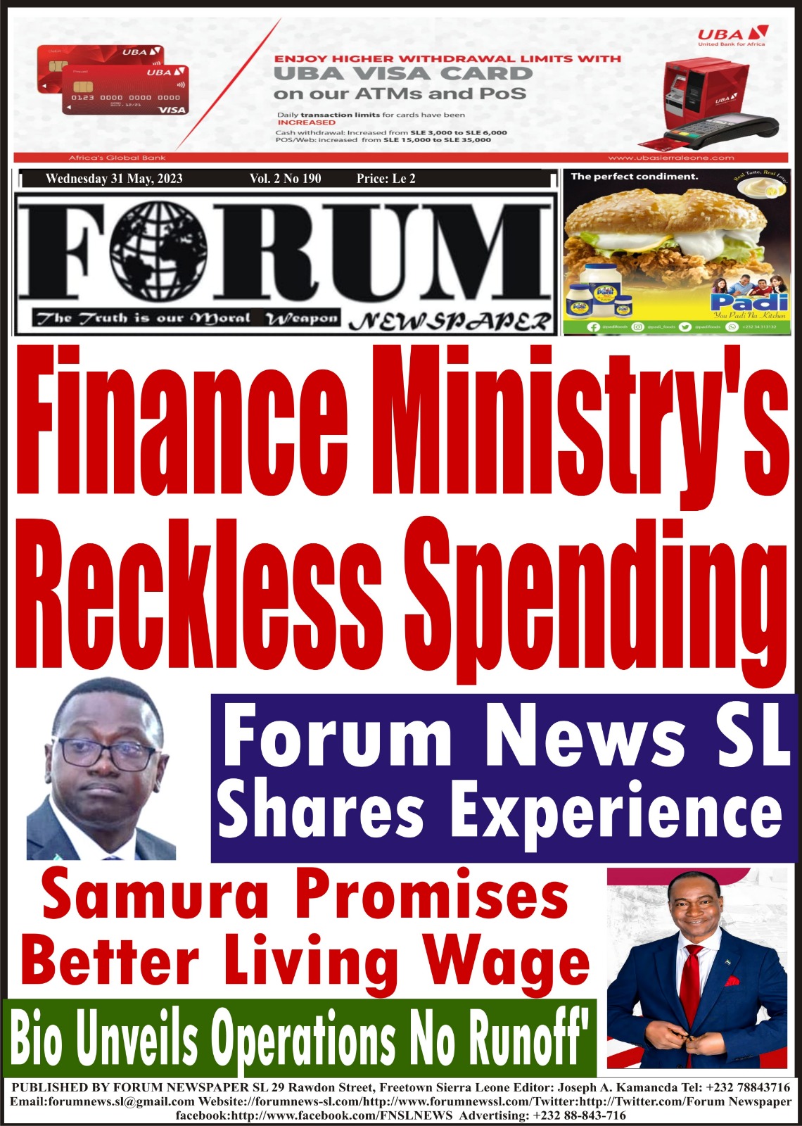 Finance Ministry on Reckless Spending