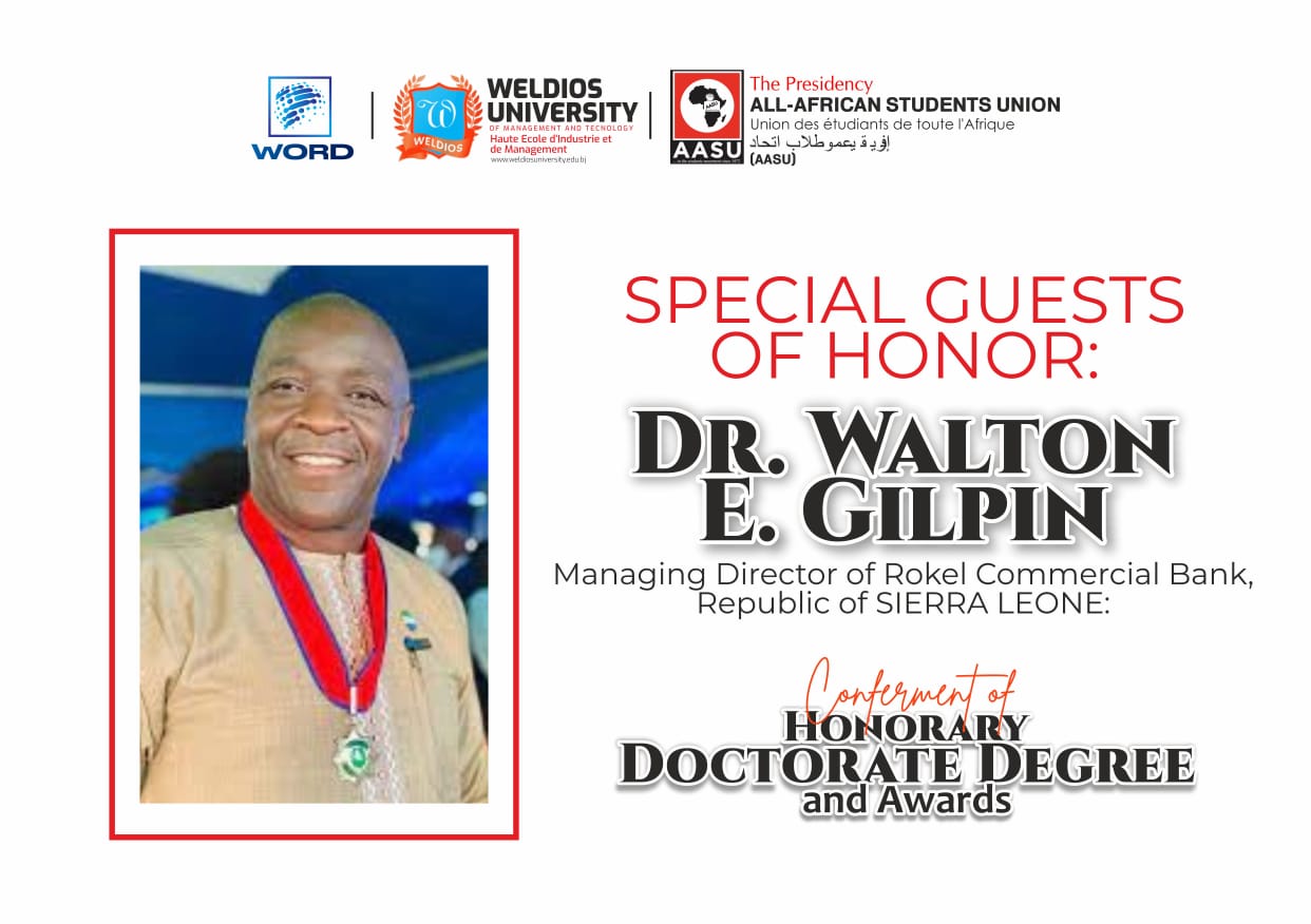 DR. WALTON GILPIN CONFERRED HONORARY DOCTORATE DEGREE AT 2ND WELDIOS UNIVERSITY SYMPOSIUM
