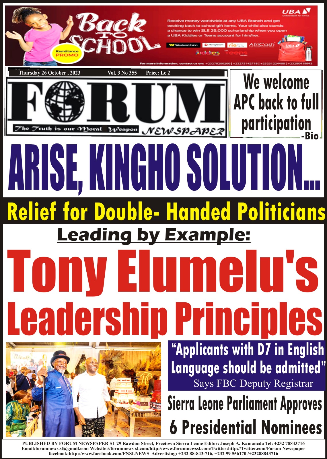 ARISE, KINGHO SOLUTION…  Relief for Double – Handed Politicians