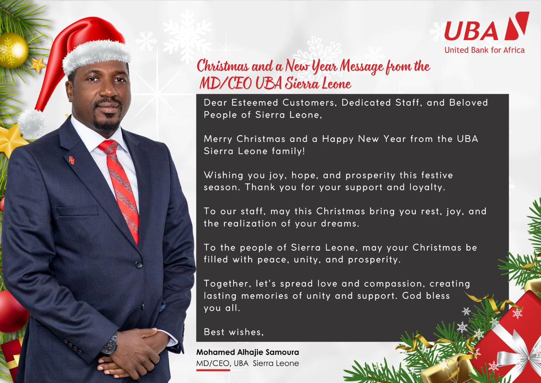 Christmas Message from MD/CEO, UBA Sierra Leone
