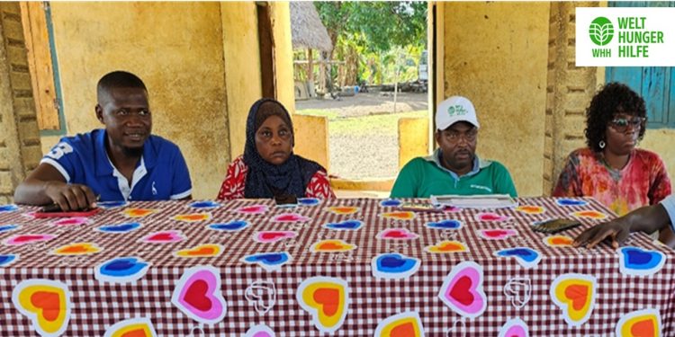 L-R: James Gobbie (WASH Officer MWRS), Isata Kargbo (WHH MEAL Manager), James Alpha (WHH Partnerships Manager) and Deputy Director of MAFS- Fatmata Margai.