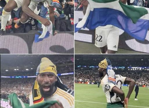 Rudiger showcases Patriotism to Sierra Leone National flag