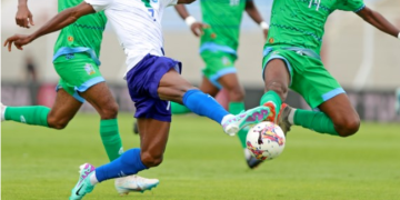 Augustus Karhbo of Sierra Leone challenged by Ali Youssouf Farada of Djibouti during the 2026 World Cup Qualifiers match between Sierra Leone and Djibouti at Stade El Abdi in El Jadida, Morocco on 5 June 2024 ©Nour Aknajja/BackpagePix