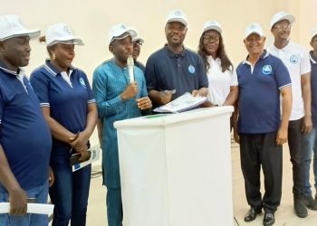 Information Minister, Chernor Bah Officially launching SiLBA