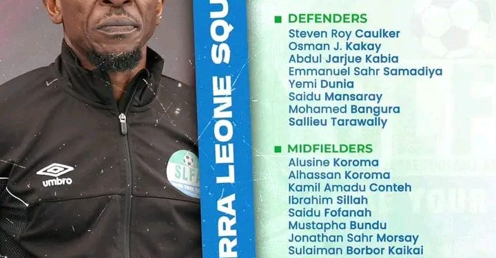 Leone Stars Announce Squad for AFCON 2025 Qualifiers
