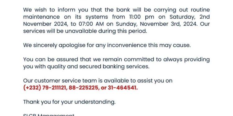 PUBLIC NOTICE FROM THE SIERRA LEONE COMMERCIAL BANK