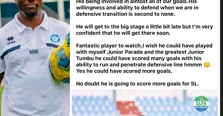 Mohamed  Kallon Praises Augustus Kargbo