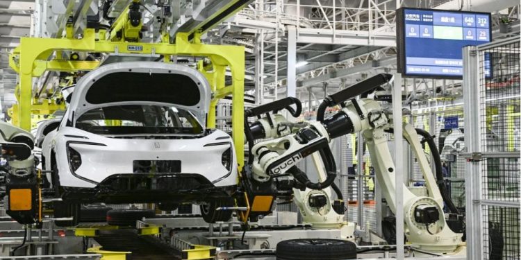 This photo taken on March 6, 2025 shows an automated production site at the final assembly workshop of Chang'an Auto Digital Intelligence Factory, in Yubei District of southwest China's Chongqing. (Xinhua/Wang Quanchao)