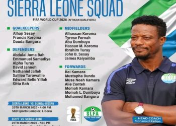 World Cup Qualifiers… Leone Stars Coach Kallon Selects 25-Man Squad
