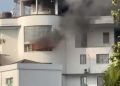 Breaking: Firefighters are currently battling a major blaze at the State House in Freetown. The fire, which appears to be spreading across the top floor, has not yet reached the president’s floor. The cause of the fire remains unknown at this time.  — Credit: Umaru Fofana