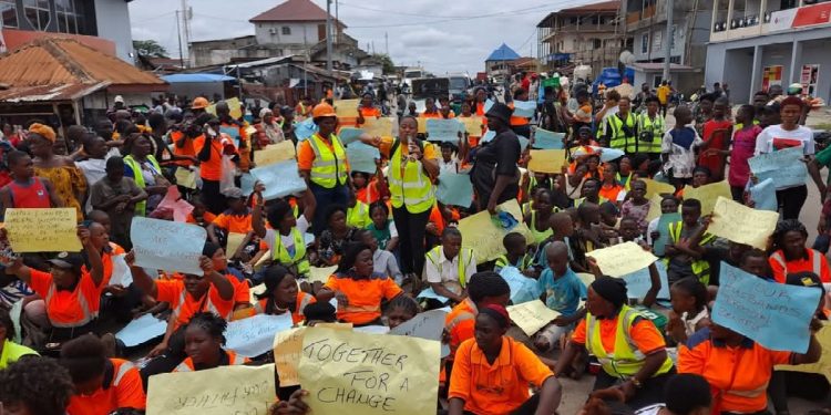 Wives of Dismissed Koidu Ltd. Workers Stage Protest