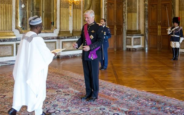Ambassador Jusu Presents Credentials to King Philippe