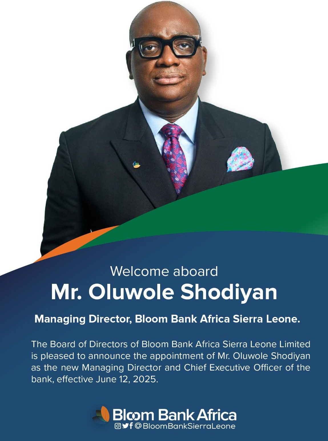 Bloom Bank Africa Sierra Leone appoints Oluwole Shodiyan as new ...