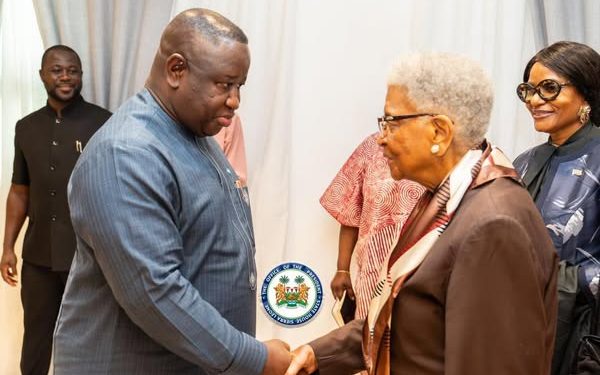 Former Liberian President, Ellen Johnson Sirleaf, Pays Courtesy Call on Sierra Leone’s President Julius Maada Bio, Congratulates Him on ECOWAS Chairmanship