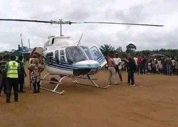 First Helicopter Touches Down at Sanniquellie Airstrip Since Civil War