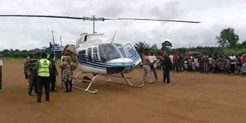 First Helicopter Touches Down at Sanniquellie Airstrip Since Civil War