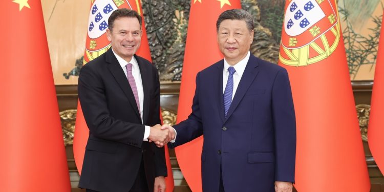 Chinese President Xi Jinping meets with Portuguese Prime Minister Luis Montenegro at the Great Hall of the People in Beijing, on September 9, 2025. Photo: Xinhua