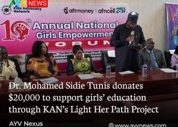 Hon. Mohamed Sidie Tunis Donates $20,000 to Support Girls’ Education