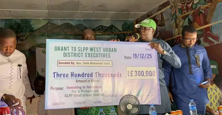 Hon. Sidie Tunis Boosts SLPP West Urban with NLe 300,000, Signals Push Toward 2028