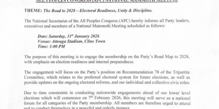 APC TO MET IN FREETOWN