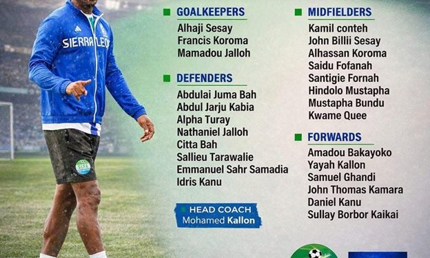Coach Kallon Names Leone Stars Squad for FIFA Friendlies