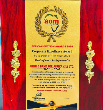 UBA-SL Clinches Top Honours at African Ovation Awards   